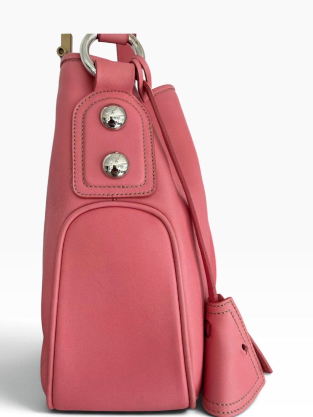 Bally Ciffra Coral Pink Leather Shoulder Bag Lock Key Clochette Made in Italy - Picture 4 of 14
